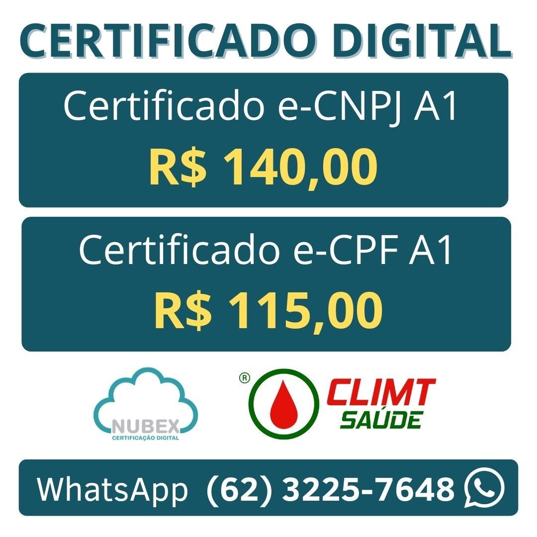 Certificado Digital e-CNPJ A1 e e-CPF A1 em Goiânia e em todo Brasil